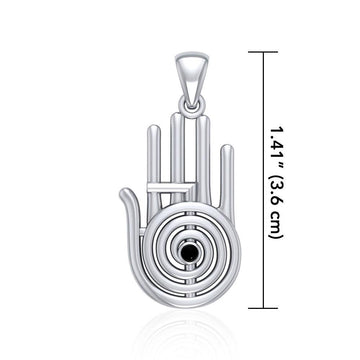 Healer Hand Symbol Silver Pendant with Gemstone TPD5158 - Jewelry